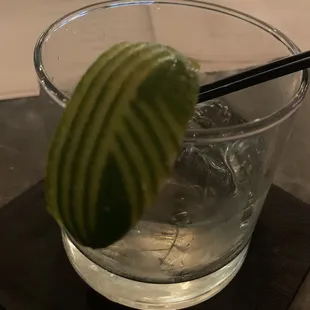 an elevated lime garnish on a classic kettle and tonic