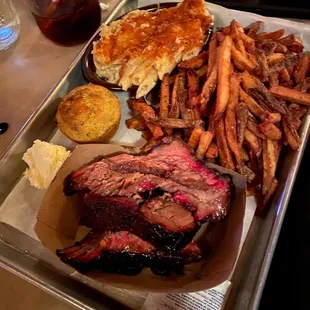 Beef Brisket with Mac cheese and Handcut Home Fries