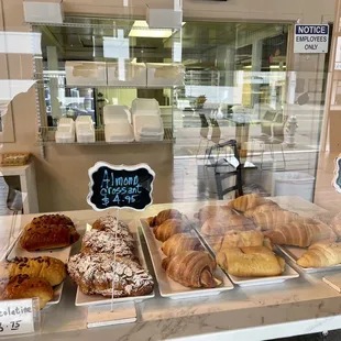 a variety of pastries on display