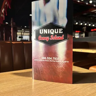 The menu (front)
