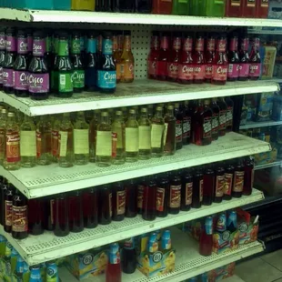 a variety of beverages on display