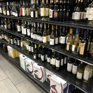 a wide selection of wine bottles