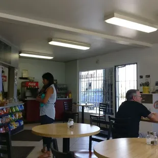 Wide space, ventilation and tables to dine in