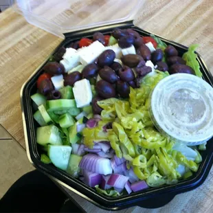 Greek salad, such a great deal lasts me two lunches.
