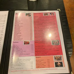 menu