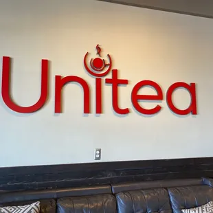 The sign in the sitting area