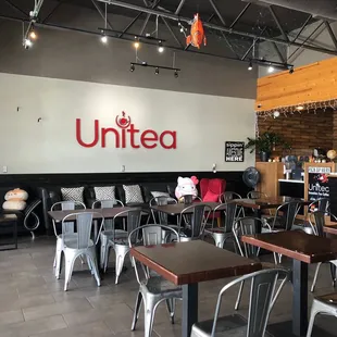 the interior of a coffee shop