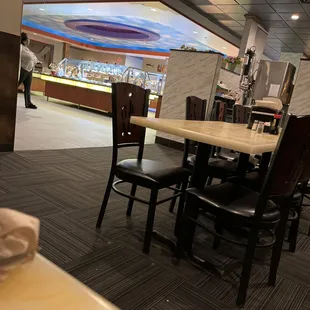 a view of the dining area