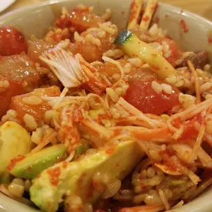 a bowl of rice and vegetables