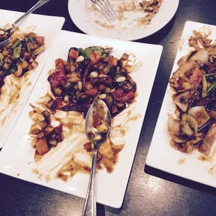 L to R: Cashew Shrimp, Kung Pao Shrimp, Szechuan Chicken.  Our meals were delicious and the service was wonderful.