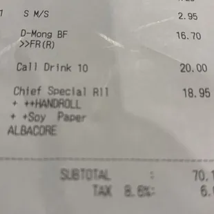 Hand roll of cheap  Albacore and nd cucumber!