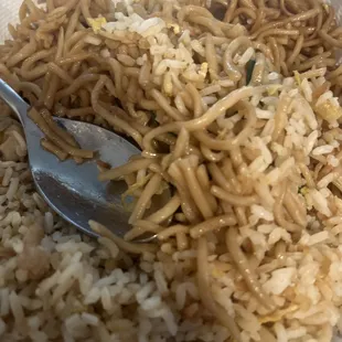 It is Chicken Chow Mein and United Fried Ricerice