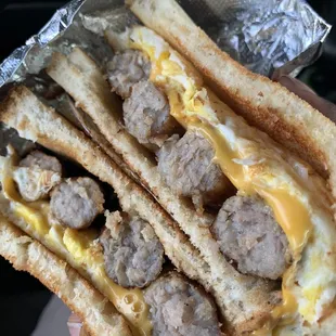 Sausage Egg and Cheese Sandwich (plain) on white.