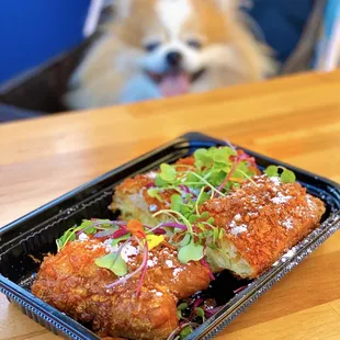 COVID PARKLET DINING: Crunchy Shrimp Toast: Savory Chinese Donut w/ baby shrimp, creamy sauce  (missing) | $9.95