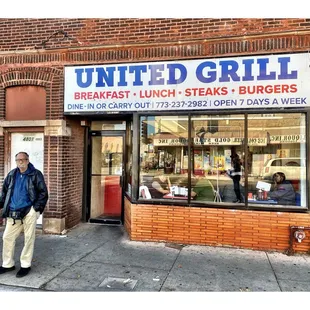 United Grill . Breakfast Lunch Burgers. (Cicero/Armitage) Old Fusion Grease Spoon Place. Simple Quick Cheap Good Food. Dine In Take Out.