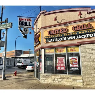 UNITED GRILL. Cicero IL.(Corner Cermak Rd/Laramie Ave.)Breakfast Served Anytime.Burgers Pancakes Omelets Chicken Steak &amp; Eggs Coffee.