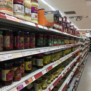 shelves in a grocery store