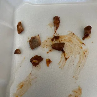 This is a picture of the 7 bones I pulled out of two birria tacos.