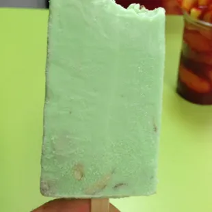 Yummy pistachio paleta!  Yummm on a hot day...