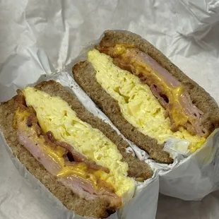 7B: Ham, bacon, egg &amp; cheese sandwich (on wheat bread)