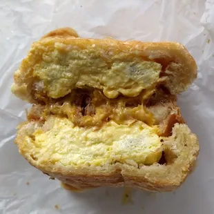 Egg and cheese on a croissant