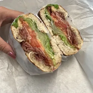 BLT on an everything bc bagel