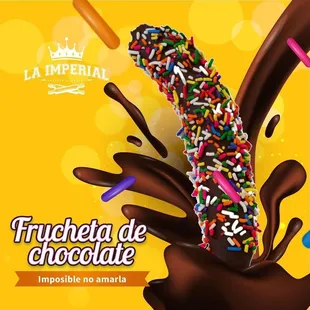 a chocolate covered donut with sprinkles