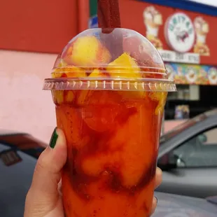 All sorbet, no shaved ice, small amount of mango on top, and overall smaller than what I get in SF/SM. Not my fav. but stil good