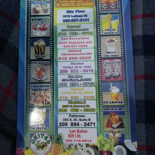menu