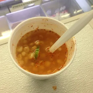 Esquites "Really Good" corn en caldo, chile &amp; lime