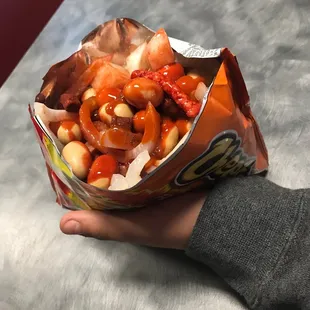 Tostilocos but with hot Cheetos