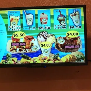 a menu on a flat screen tv
