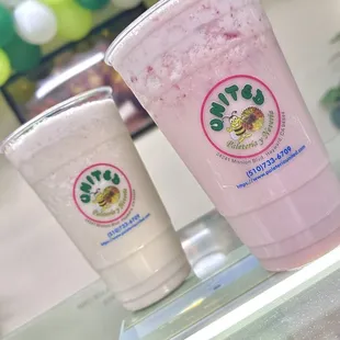 horchata and strawberry horchata aguas frescas