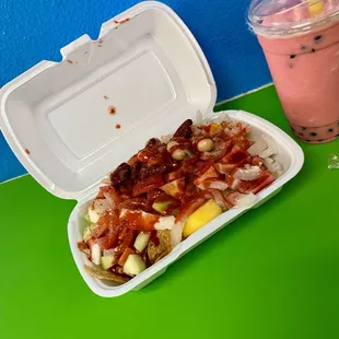 Tostilocos y boba de fresa