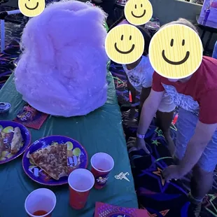 Some of the kids getting excited for the Cotton Candy Tower