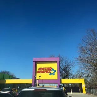 The front of the building