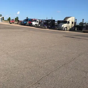 trucks parked in a parking lot