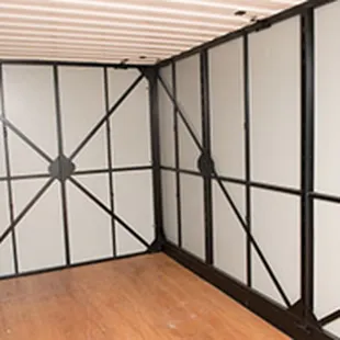 Inside of UNITS portable storage container.  Barn doors allow easy loading access.