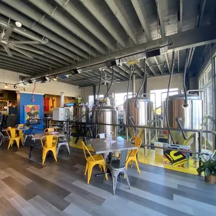 the interior of the brewery