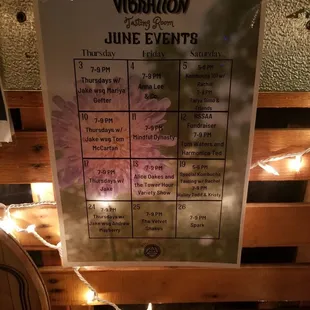 a sign for the june events