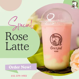 Rose Latte with Milk Mochi