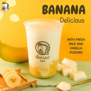 Banana Fresh Milk with Vanilla Pudding