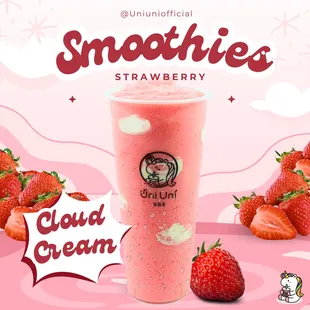 Strawberry Smoothie with Cloud Cream