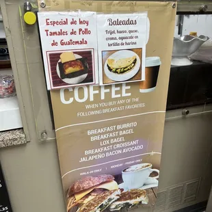 Menu at counter