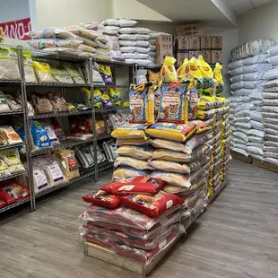 a variety of food items in a store