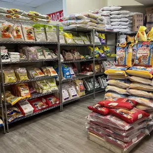 a variety of products in a grocery store
