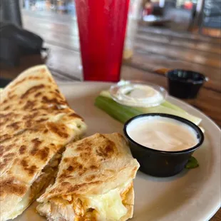 two quesadillas on a plate