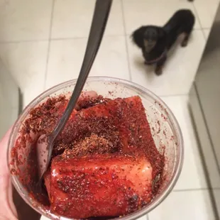 Someone's jealous of my fruit cup!!