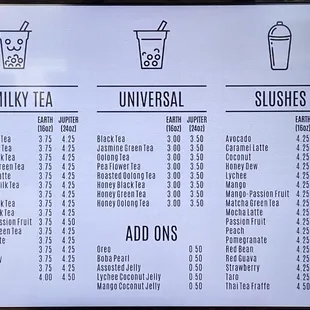 The menu as shown on their screen :)