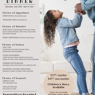 Father's Day Dinner Saturday, June 15th at the University Club